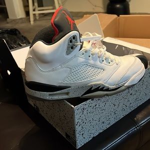 Air Jordan 5 Retro/ White/University Red—Black